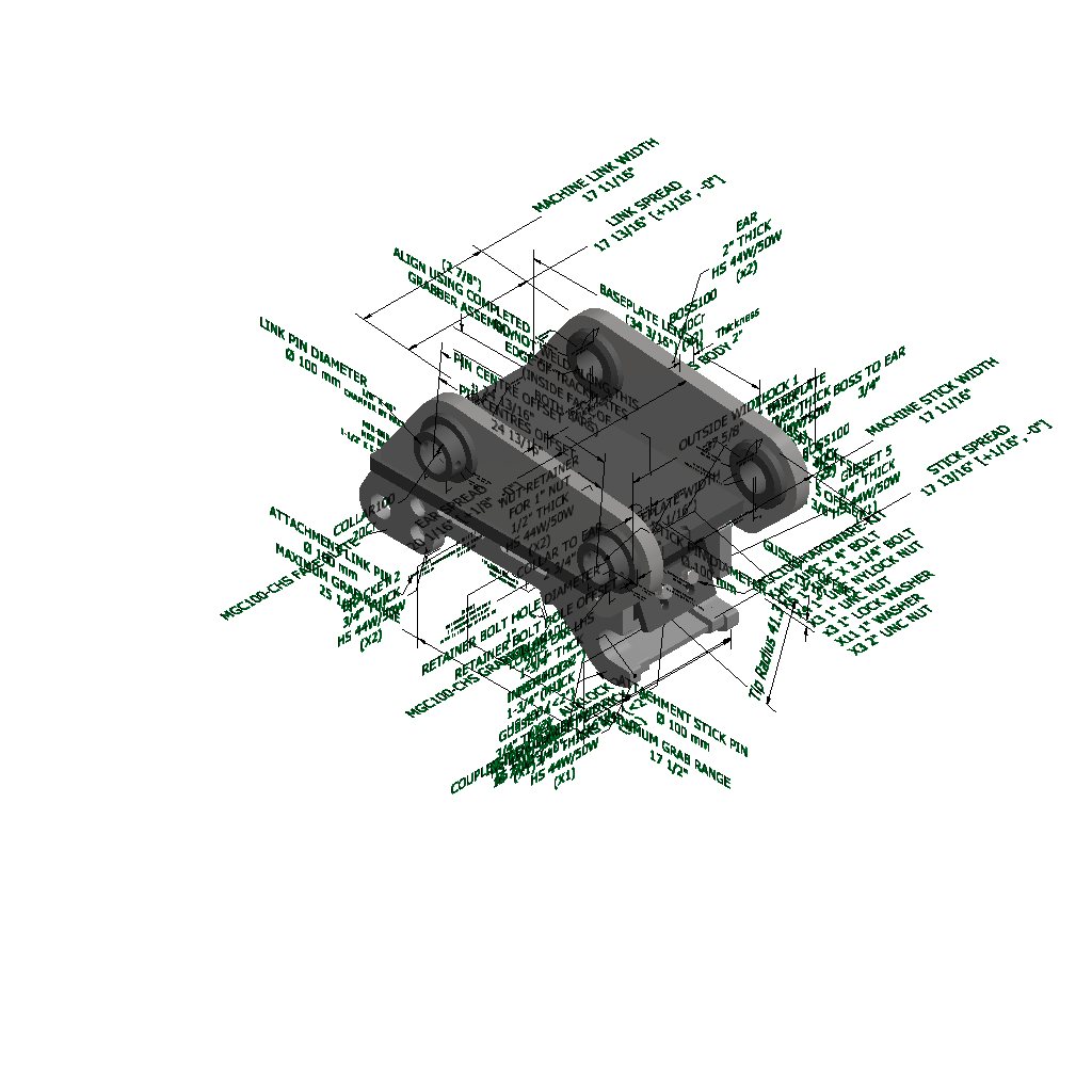 An image of a Severe Duty Multi-Grab Manual Coupler for Kobelco SK460