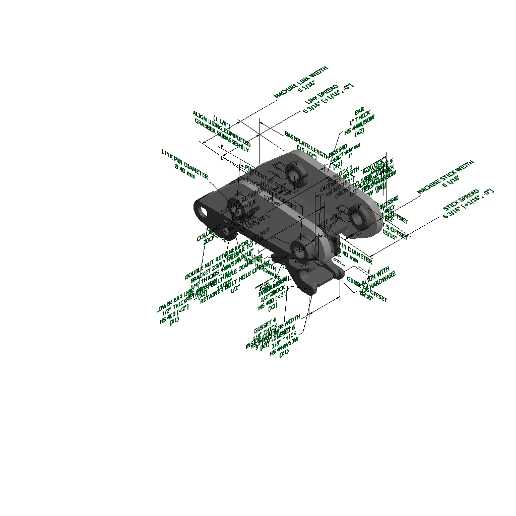 An image of a Severe Duty Multi-Grab Manual Coupler for Caterpillar 304.5