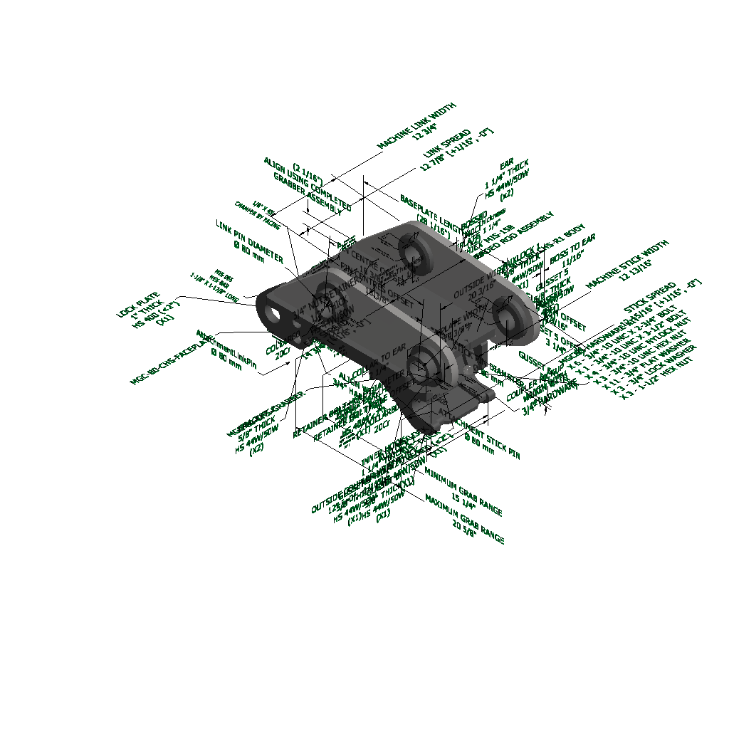 An image of a Severe Duty Multi-Grab Manual Coupler for Volvo ECR235C