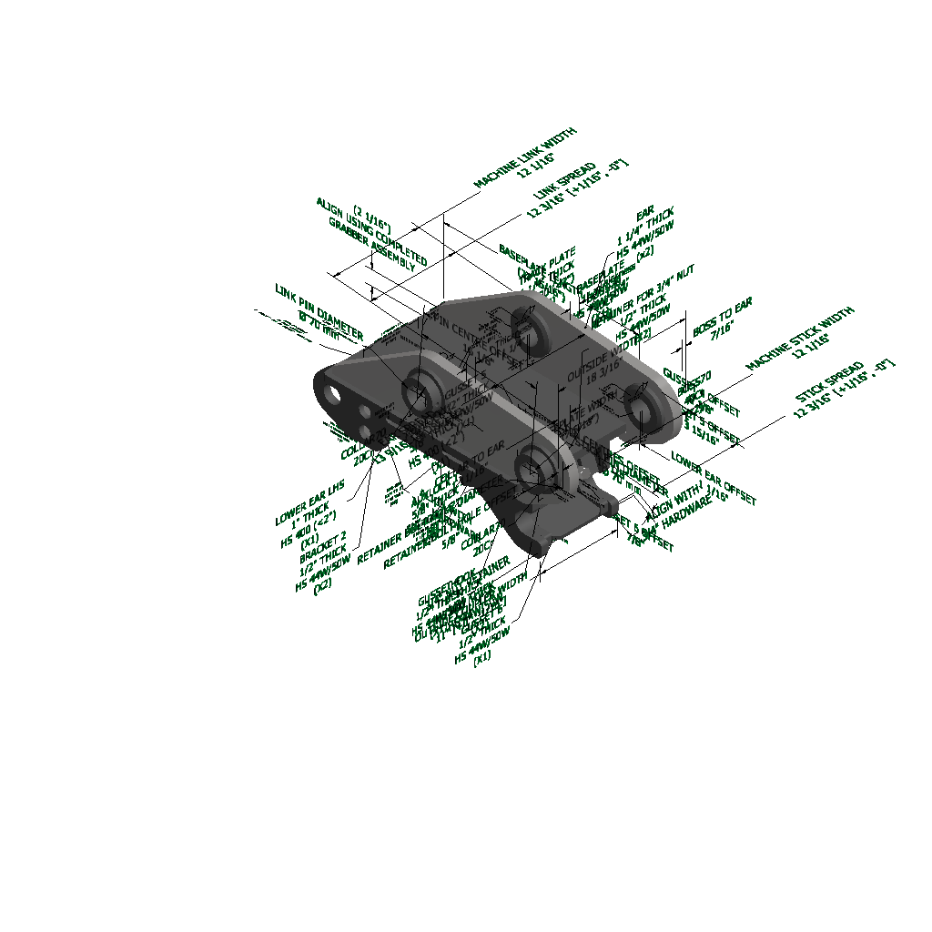 An image of a Severe Duty Multi-Grab Manual Coupler for Hyundai R160LCD-9