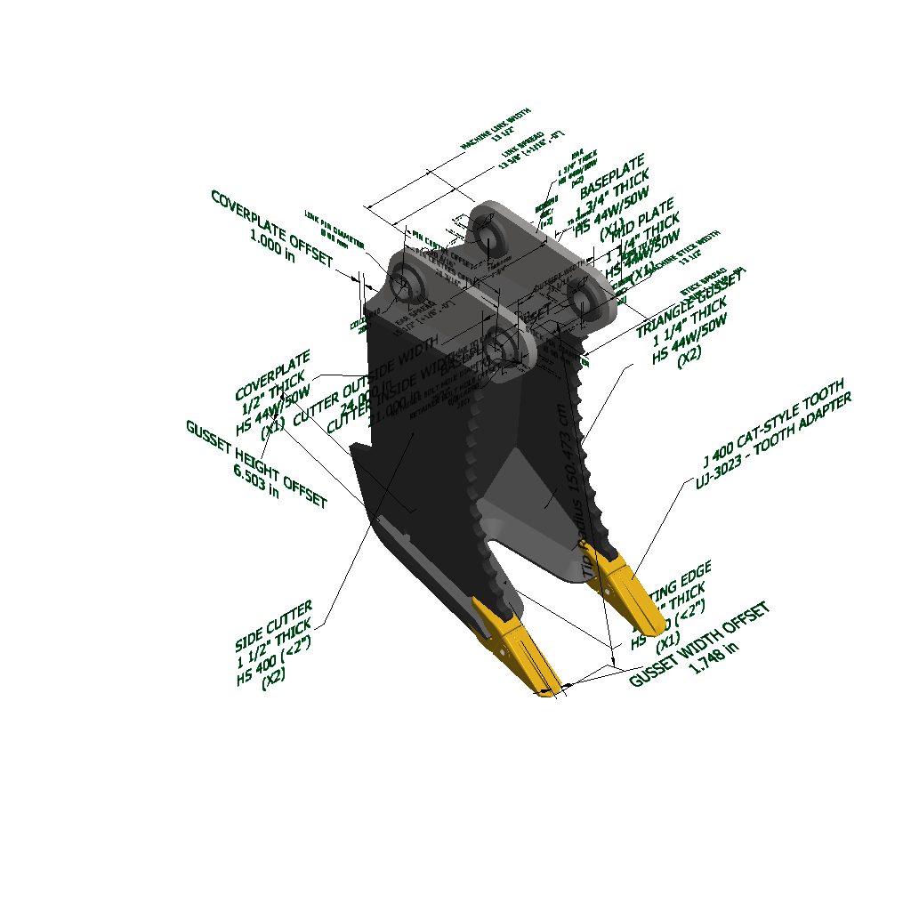 An image of a Double Shank Excavator Stump Puller for Komatsu PC360NLC-10