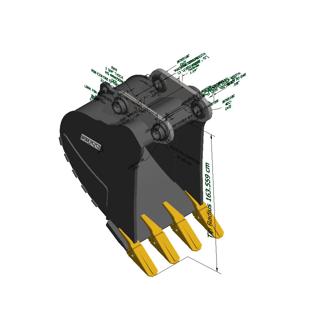 An image of a Severe Duty Digging Bucket for Hyundai R320LC-7H