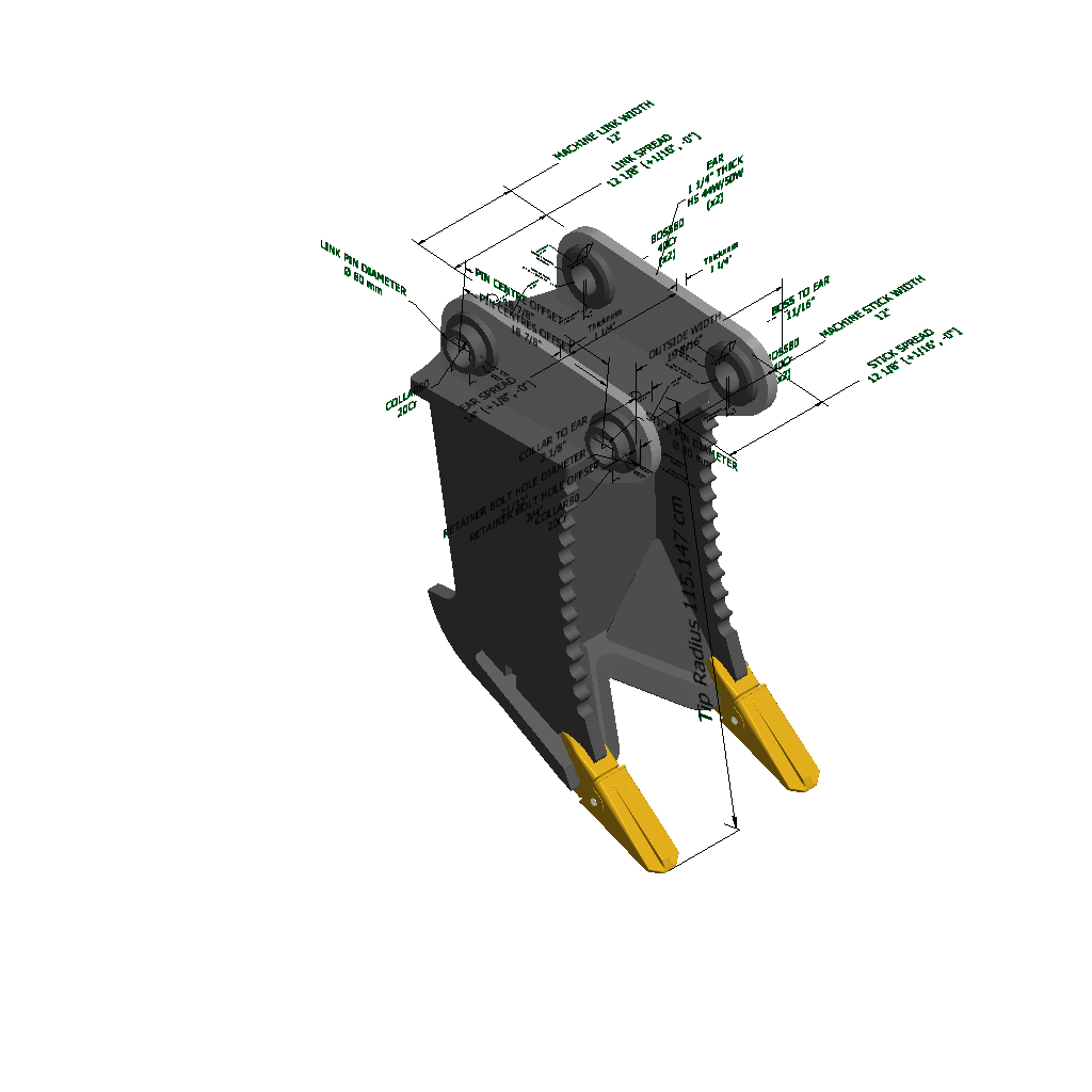 An image of a Double Shank Excavator Stump Puller for Hitachi ZX210LCN-5