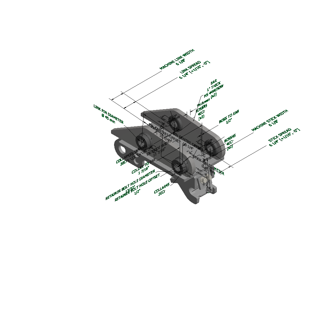 An image of a Severe Duty Multi-Grab Manual Coupler for Caterpillar 304CCR