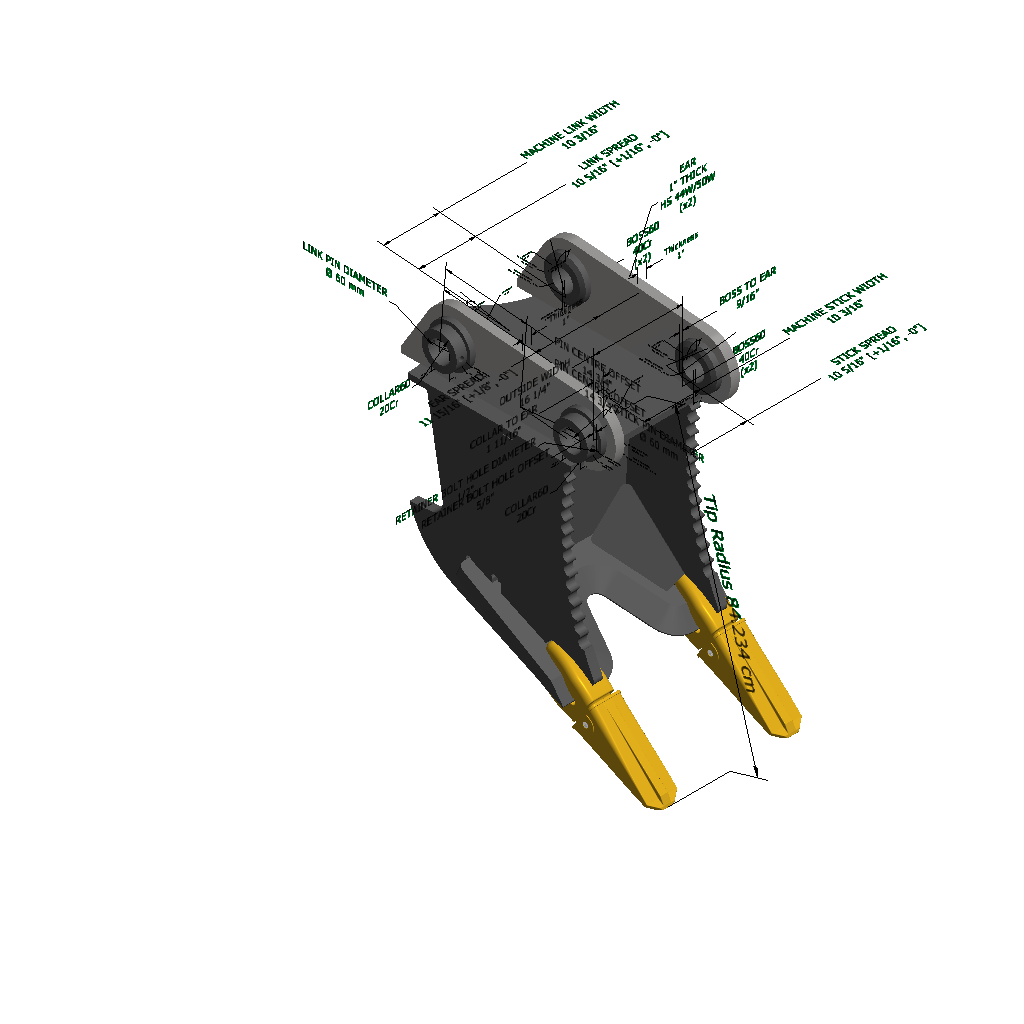 An image of a Double Shank Excavator Stump Puller for Komatsu PC120-5