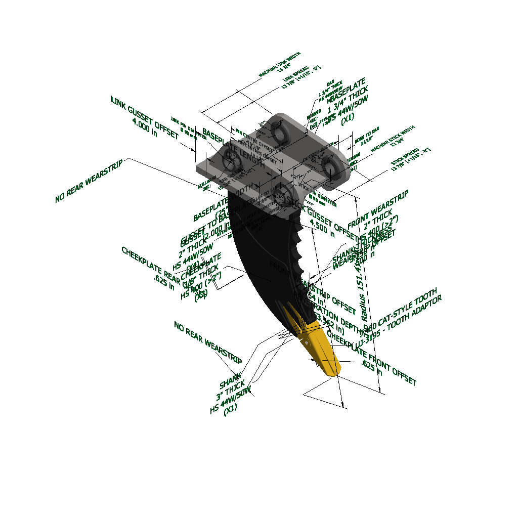 An image of a Stump Ripper for Caterpillar 335F(CB-Link)