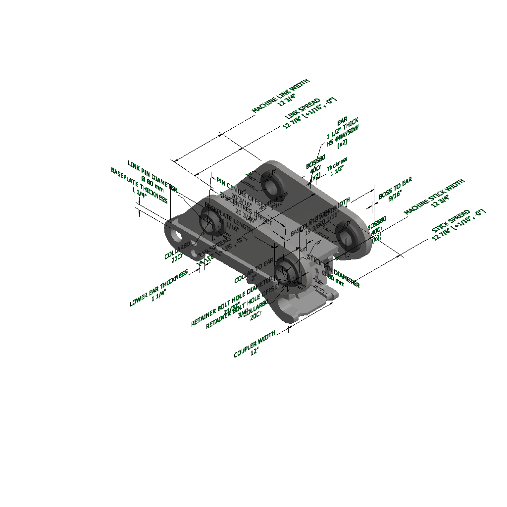 An image of a Severe Duty Multi-Grab Manual Coupler for Komatsu PC290LC-8