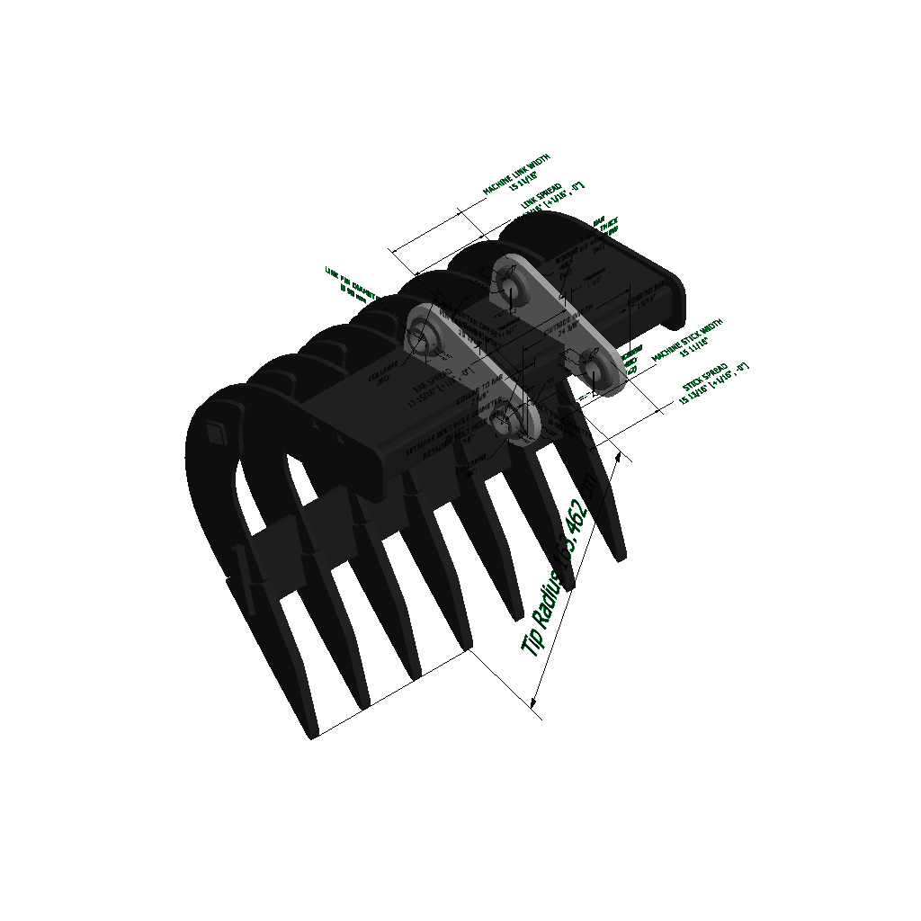 An image of a Heavy Duty Scoop Rake for Hyundai R290LC-9