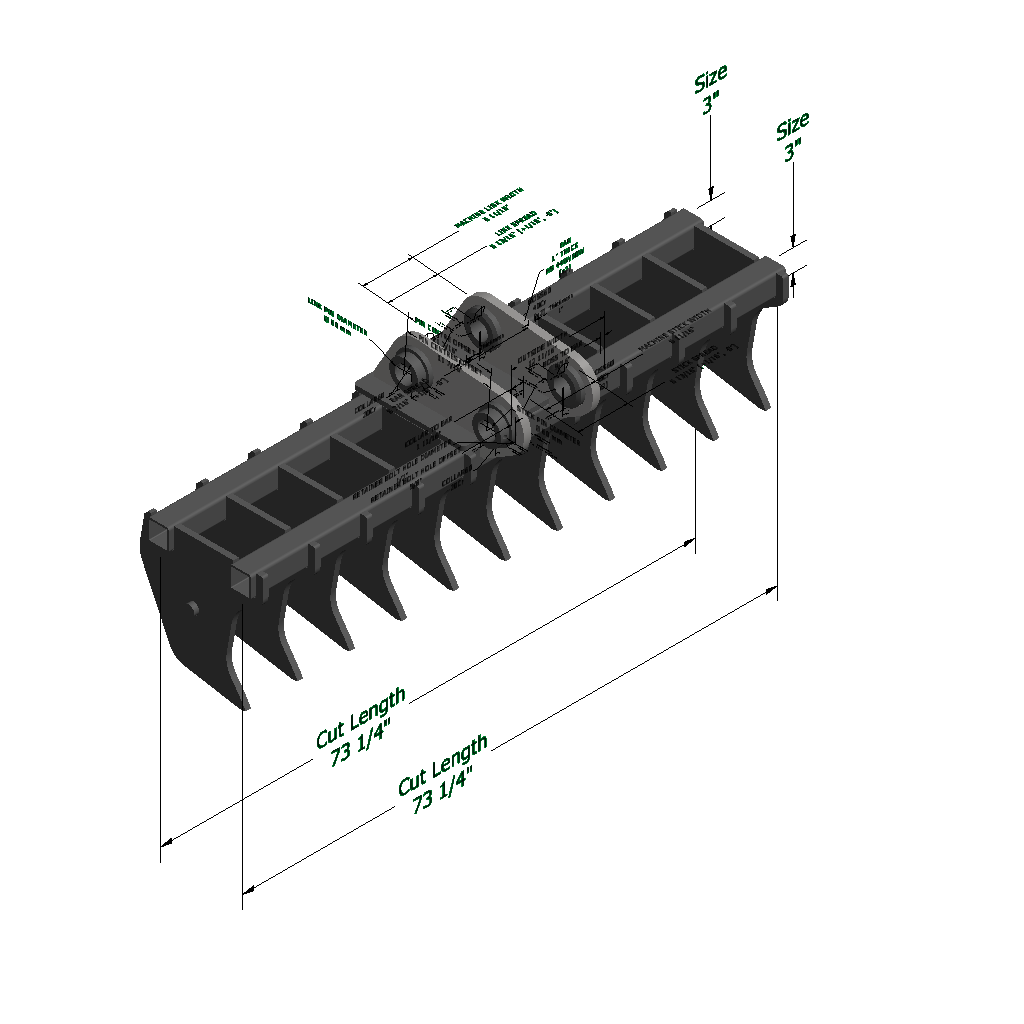 An image of a Low Profile Rake for Volvo ECR88