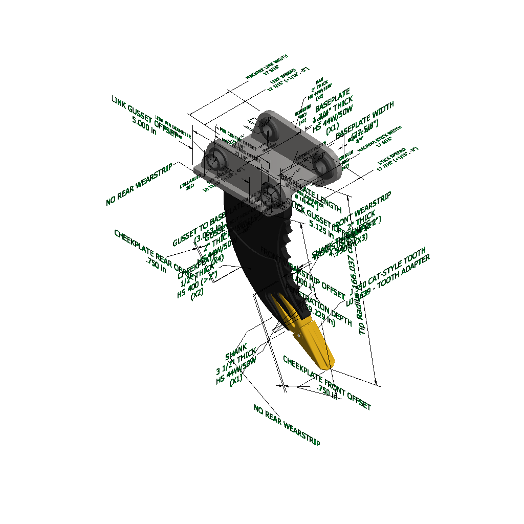 An image of a Stump Ripper for Caterpillar 345D(TB-Link)