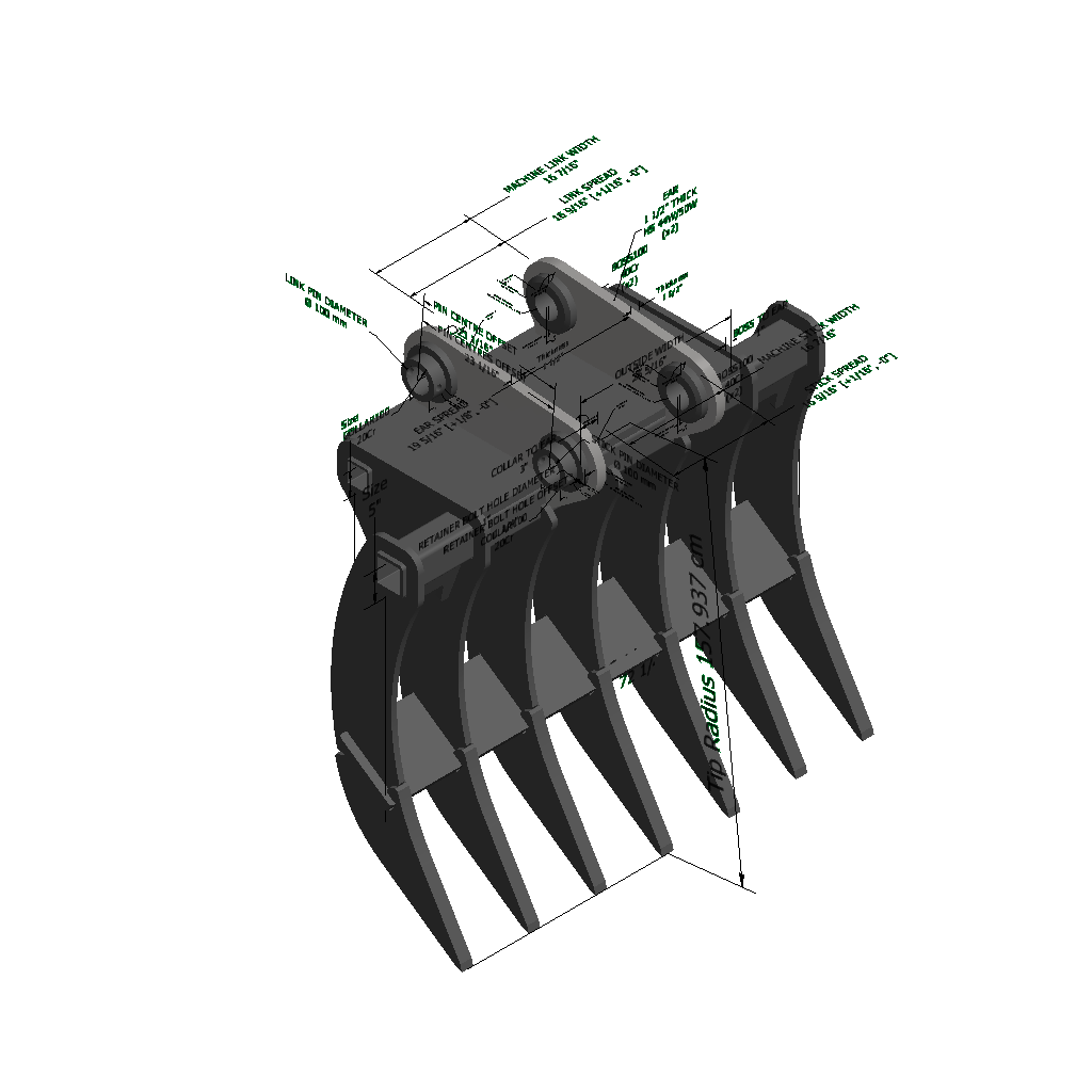 An image of a Heavy Duty Root Rake for Hitachi ZX330-3