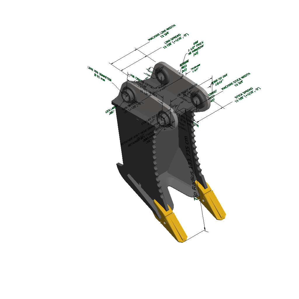An image of a Double Shank Excavator Stump Puller for Caterpillar 326F(CB-Link)