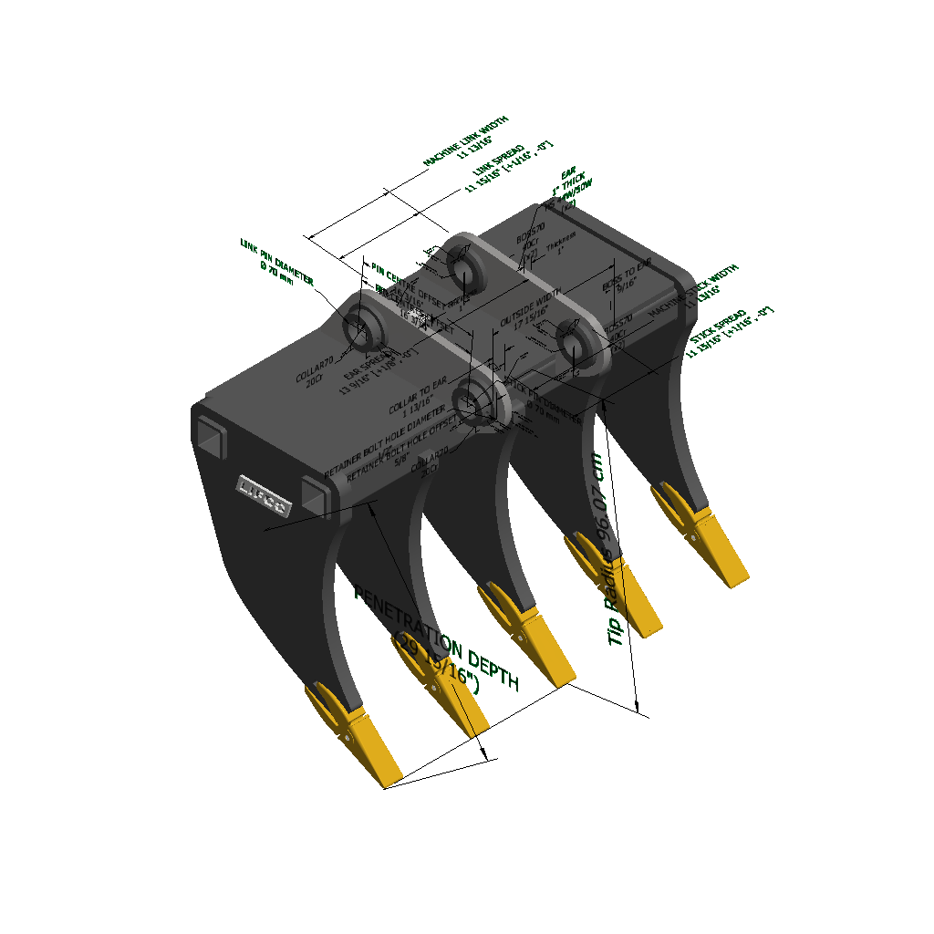 An image of a Deep Penetration Rake for Kobelco SK160LC