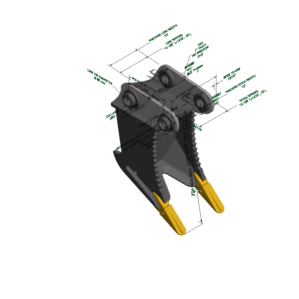 An image of a Double Shank Excavator Stump Puller for Hitachi ZX160-3