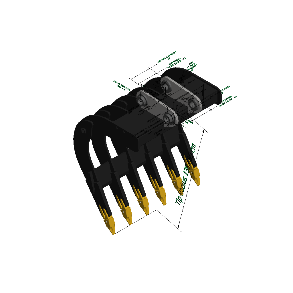 An image of a Severe Duty Scoop Rake 6 Tines for John Deere 135CRTS