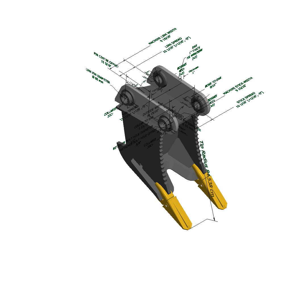 An image of a Double Shank Excavator Stump Puller for JCB 145 LC