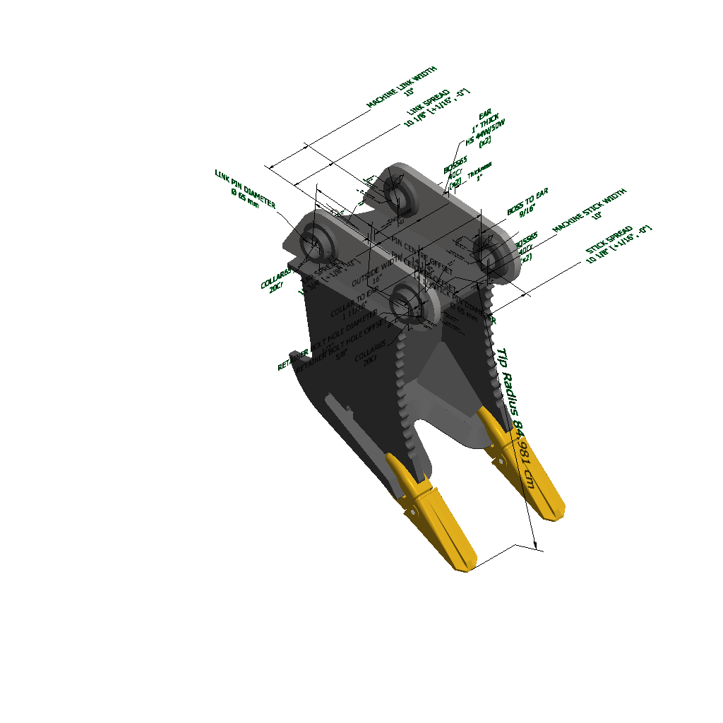 An image of a Double Shank Excavator Stump Puller for John Deere 135CRTS