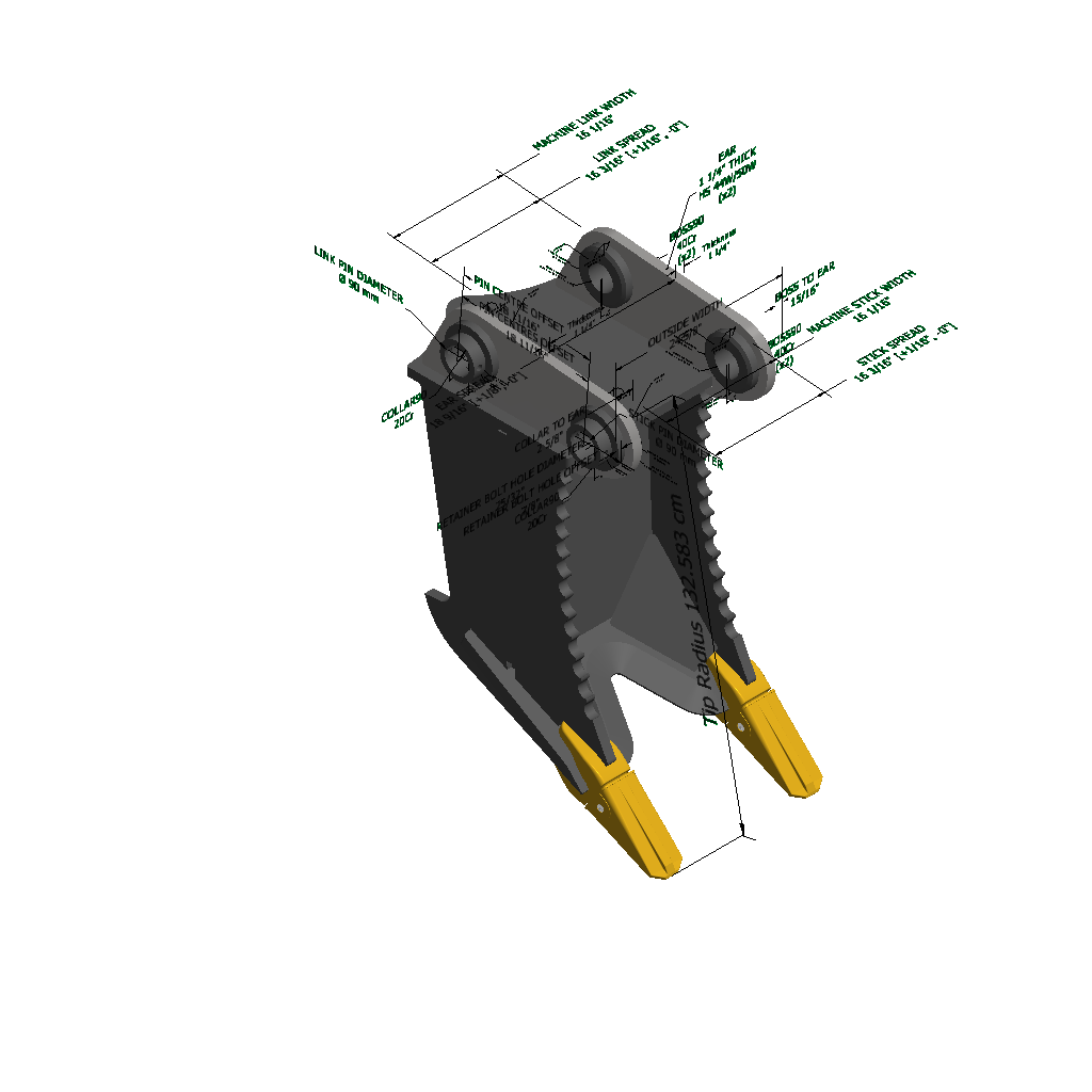 An image of a Double Shank Excavator Stump Puller for John Deere 240D