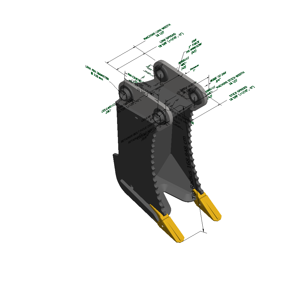 An image of a Double Shank Excavator Stump Puller for John Deere 450DLC