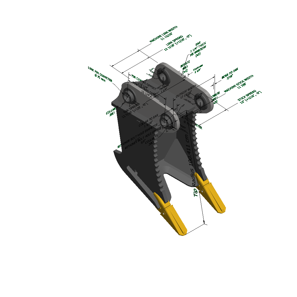 An image of a Double Shank Excavator Stump Puller for Volvo EW180B