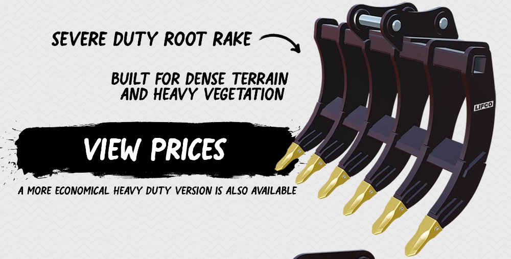 LIFCO Hydraulics & Attachments – Excavator Rakes – Severe Duty Root Rakes